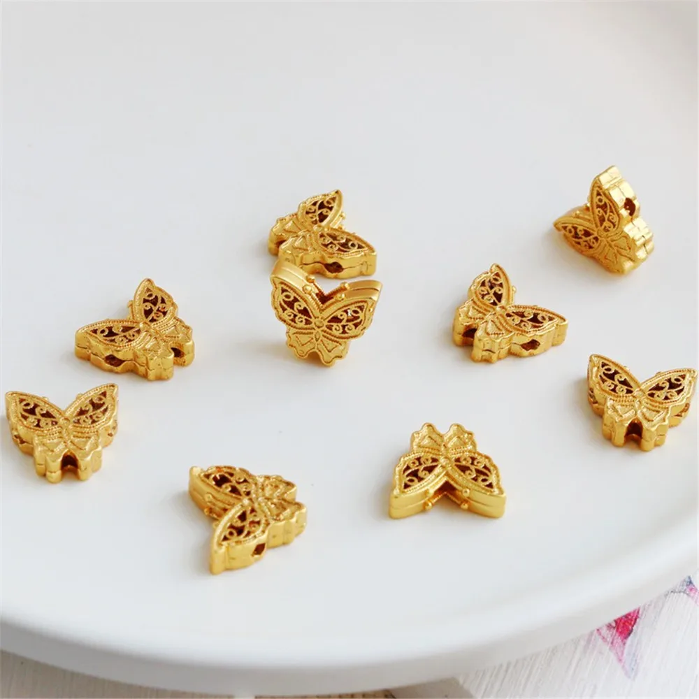 Плоские бусины-бабочки из матового золота - Фотография_3