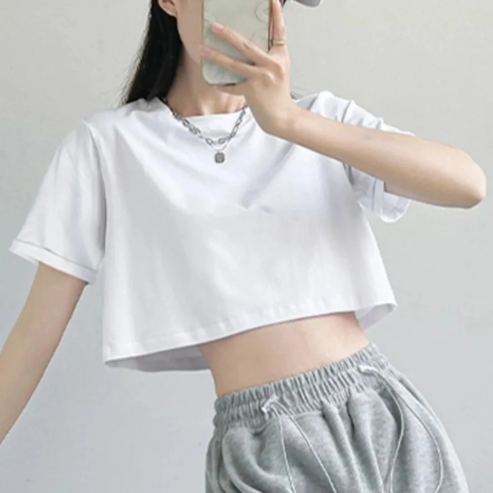 Ins fashion ультракороткая футболка с u-образным вырезом - Фотография_5