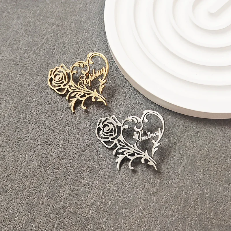 Брошь с именем розы и сердца на заказ - Фотография_2