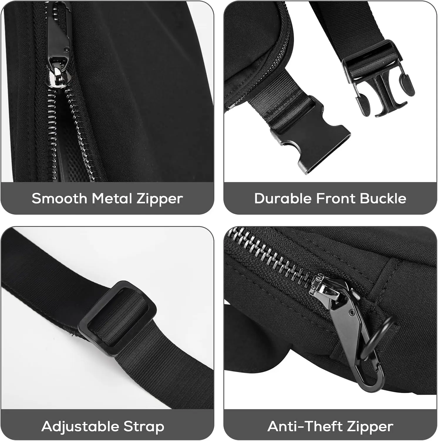 Черная поясная сумка с защитой от кражи для женщин и мужчин - Фотография_5