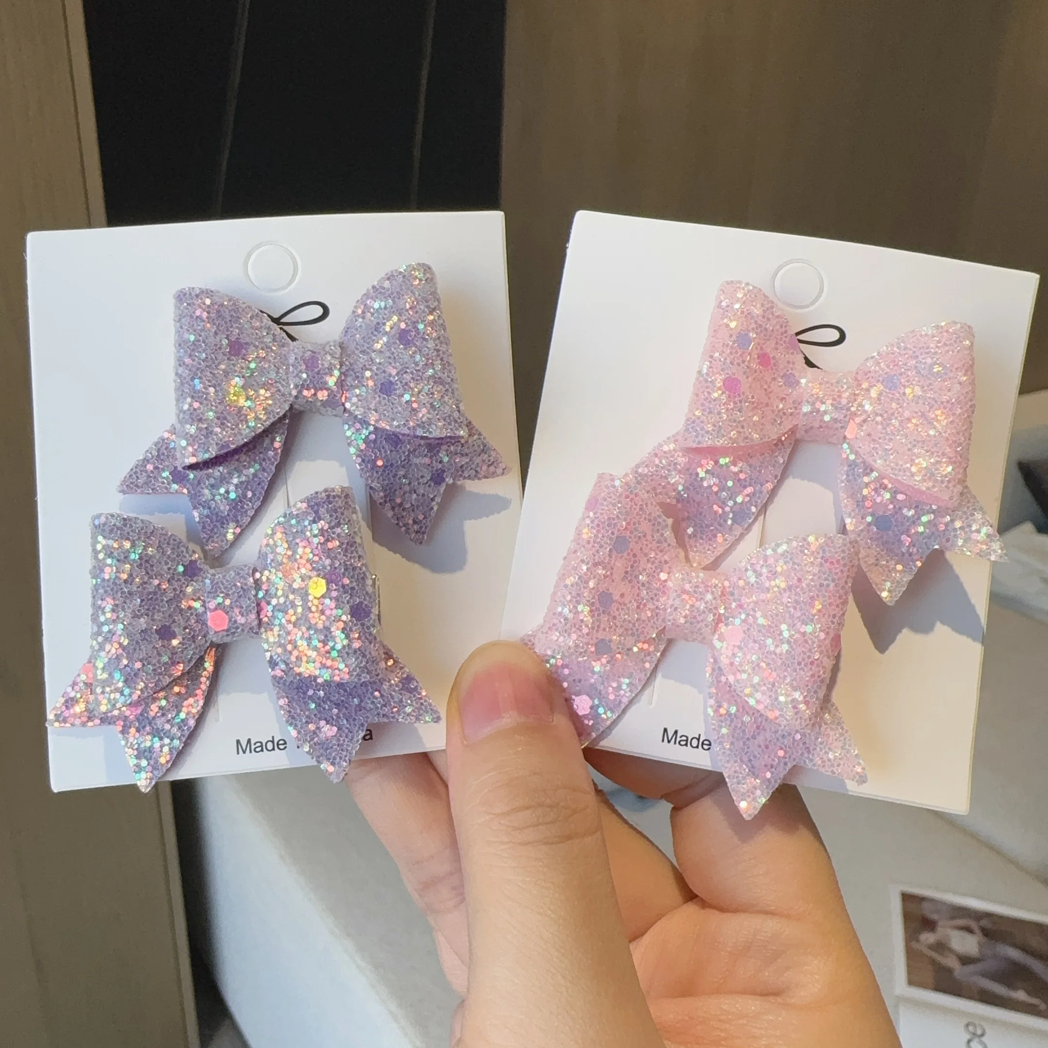 Милые заколки для волос с двойной бабочкой для девочек - Фотография_2