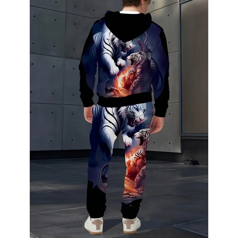 Мужской повседневный костюм с капюшоном с тигровым узором - Фотография_6