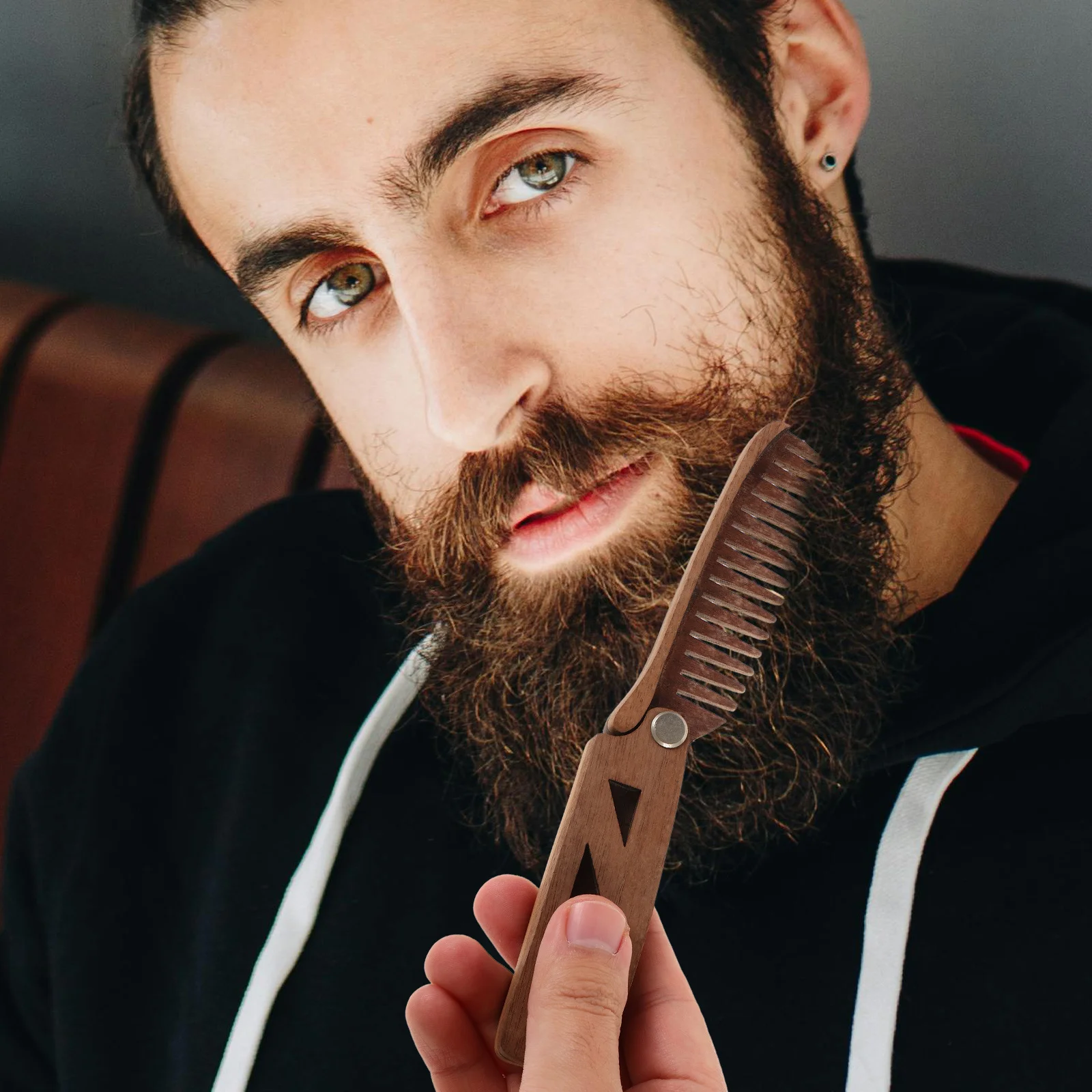 Деревянная складная расческа для бороды - Фотография_5