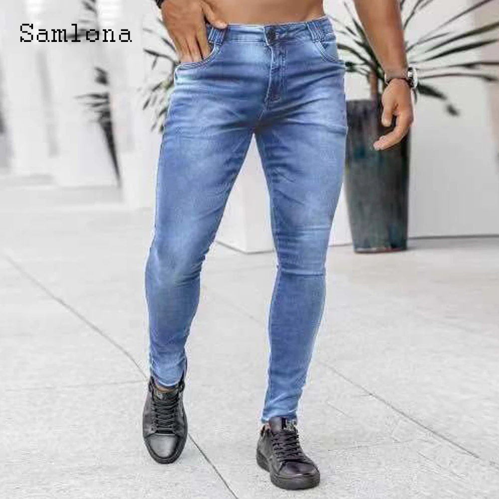 Джинсы samlona мужские модные узкие - Фотография_3