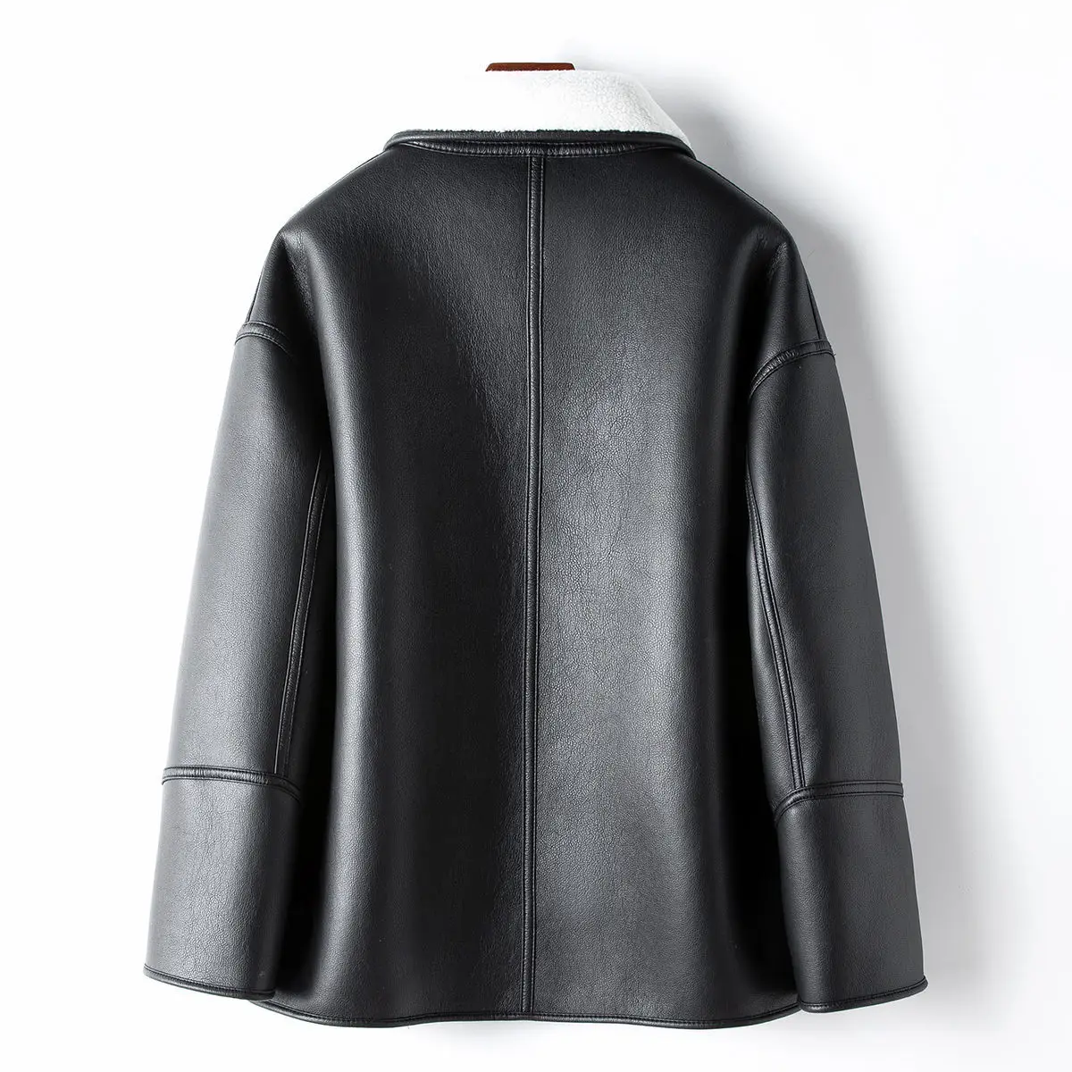 Года, двусторонняя кожаная куртка с шерстяными частицами внутри - Фотография_5