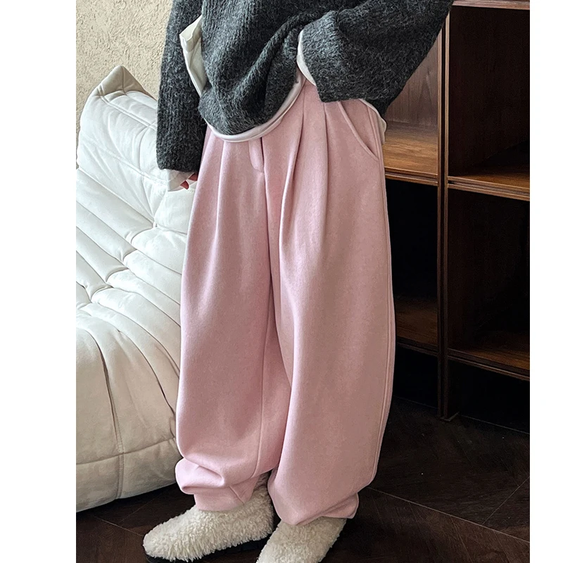 Женские зимне-осенние толстые брюки с высокой талией - Фотография_5