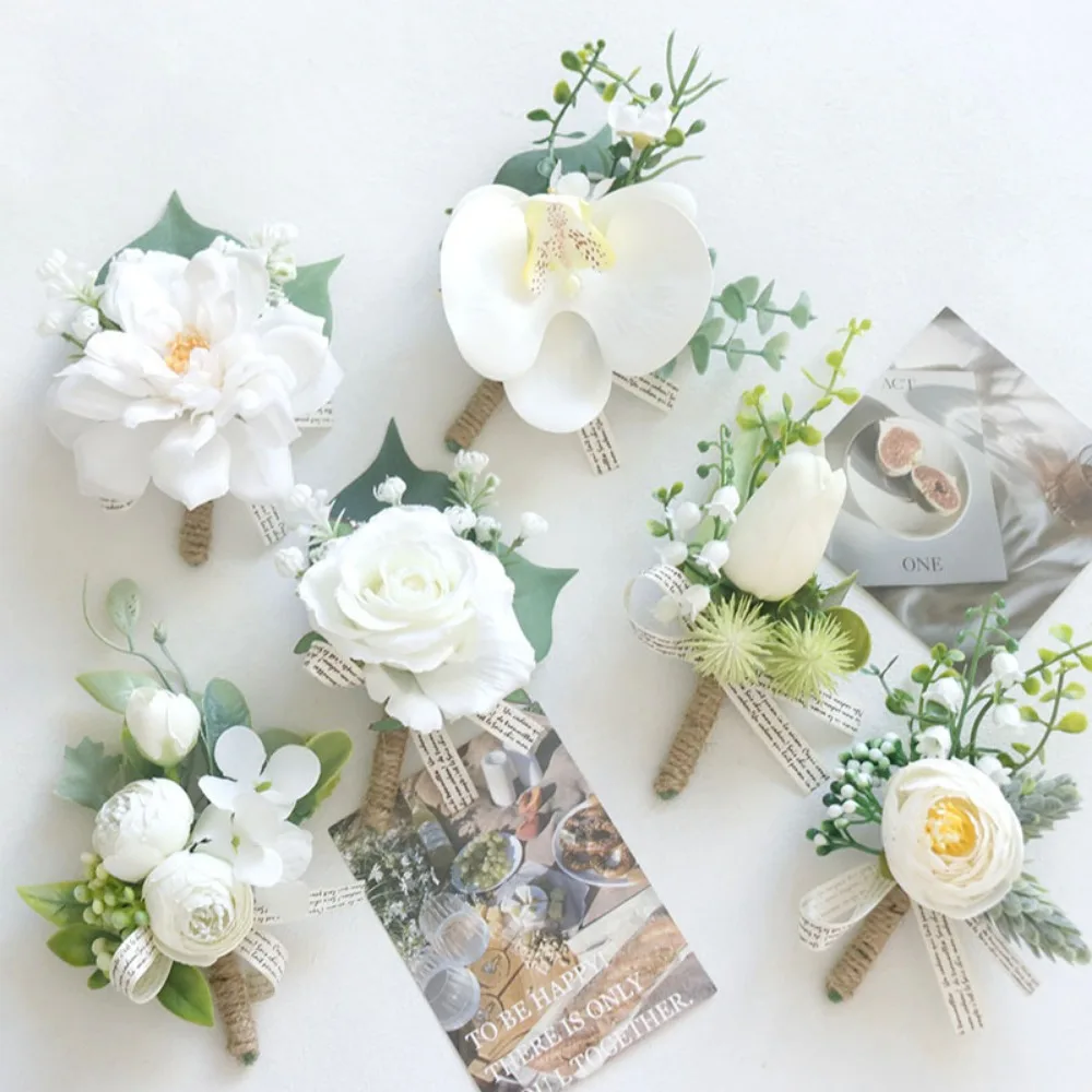 Бутоньерки цвета слоновой кости для мужчин