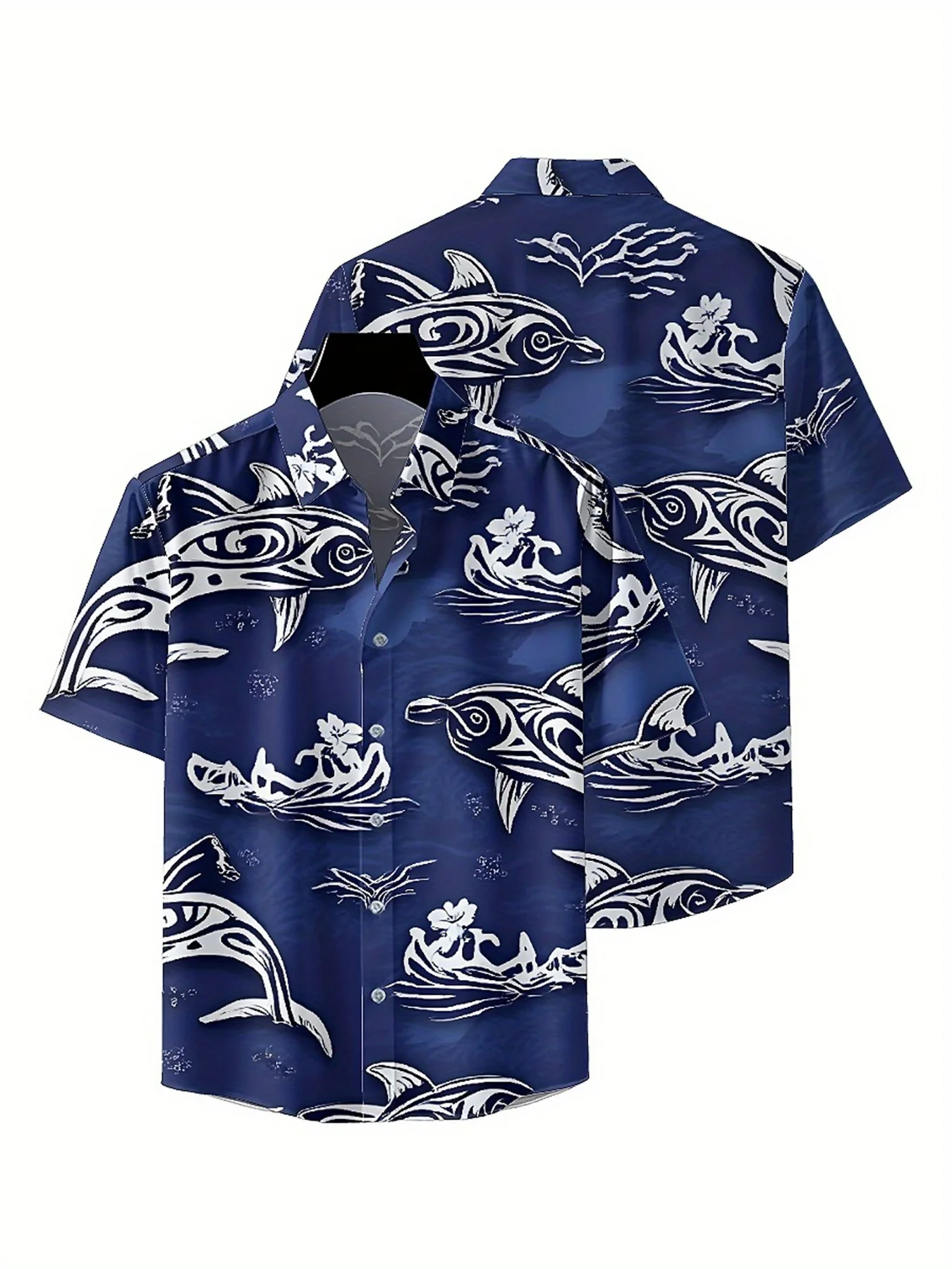 Мужские гавайские рубашки больших размеров с рисунком океанского эльфа - Фотография_4