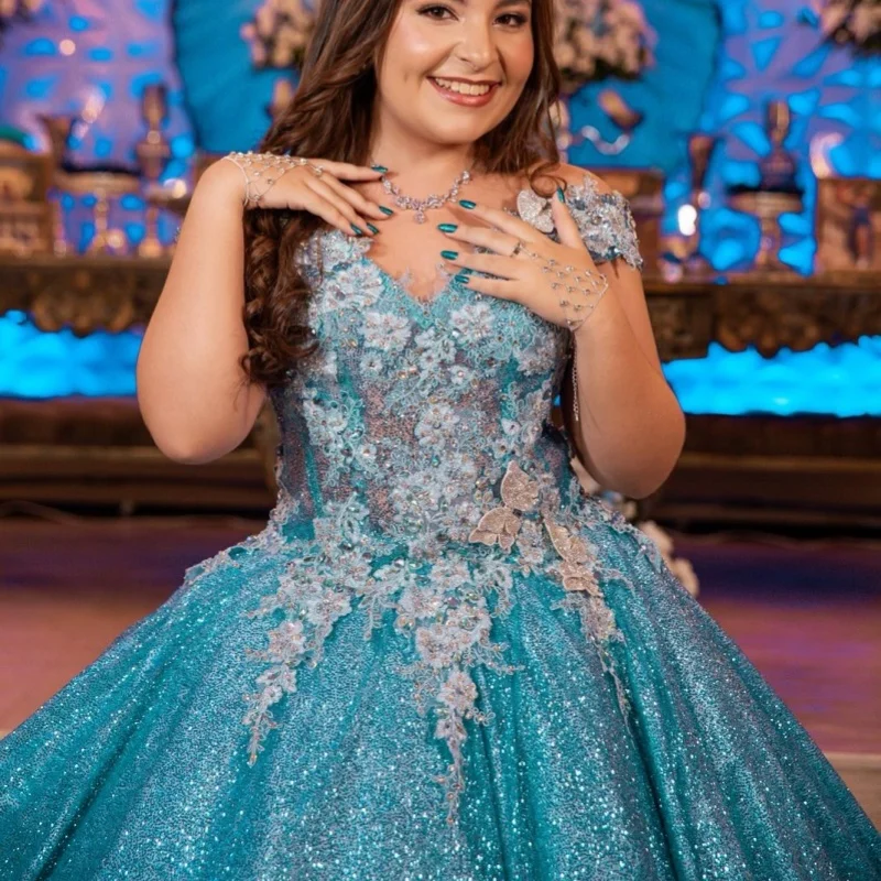 Блестящие темно-синие платья quinceanera