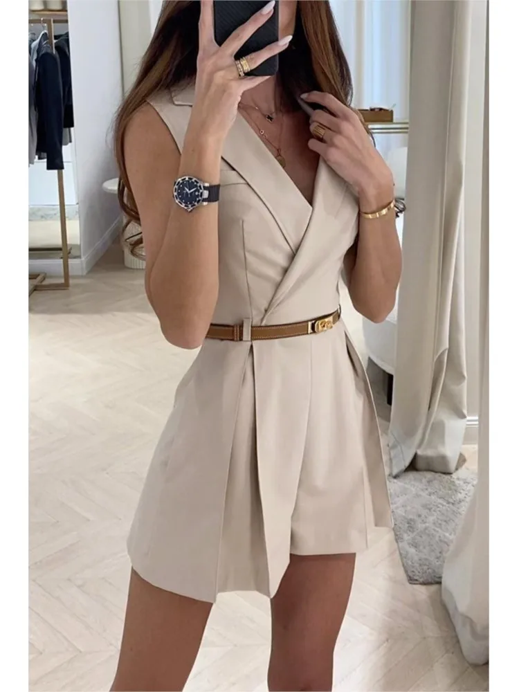 Летний новый женский модный костюм с лацканами - Фотография_4