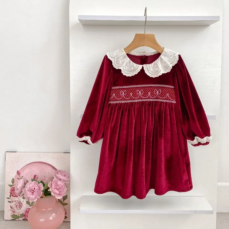 Рождественское детское бархатное платье