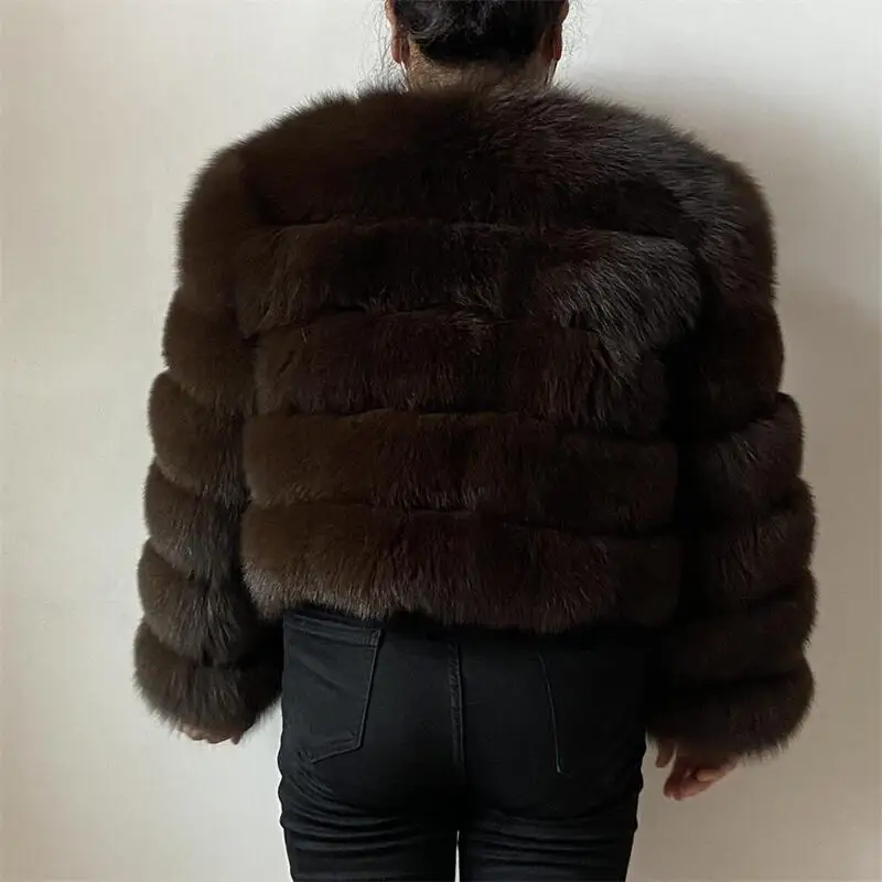 Beiziru женское пальто из натурального лисьего меха с длинными рукавами - Фотография_4