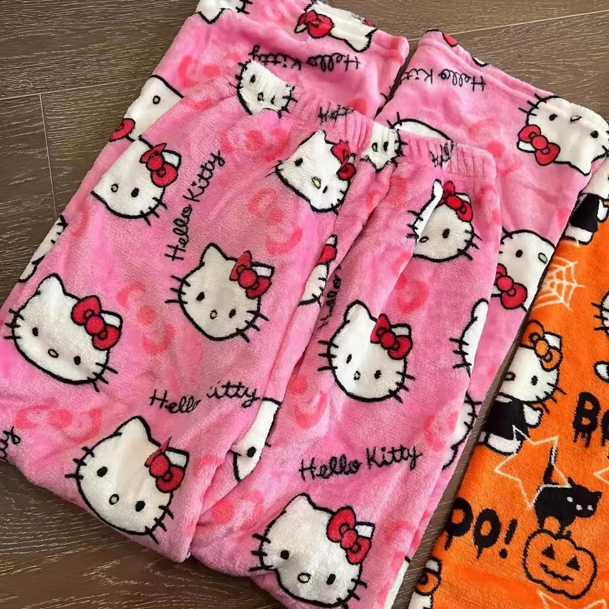 Kawaii hello kitty фланелевые пижамные штаны для девочек - Фотография_6