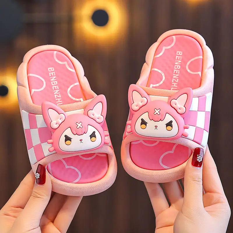 Летние детские тапочки kawaii sanrio kuromi в стиле аниме - Фотография_6