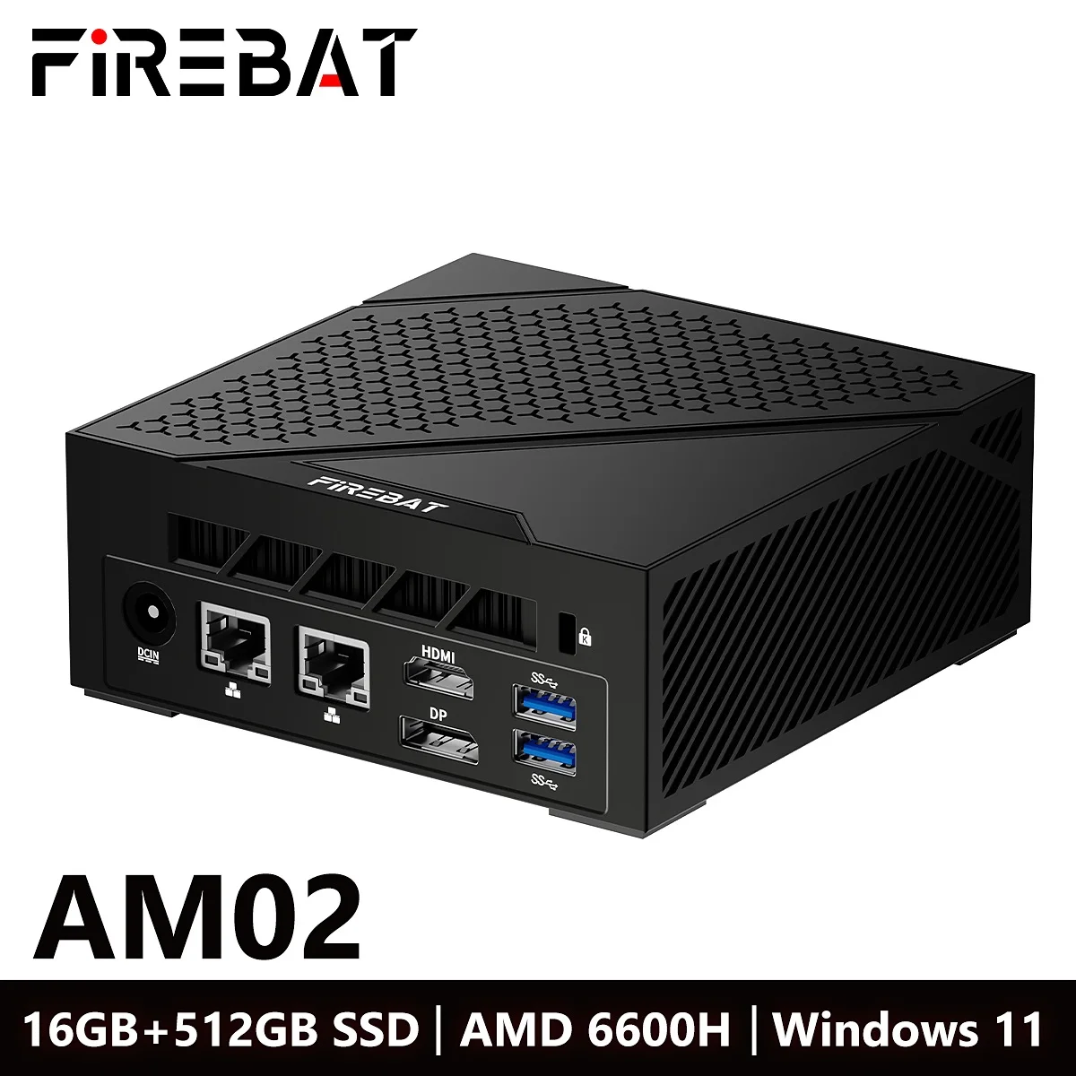 Firebat am02 мини-пк amd ryzen 5 6600h ddr5 16 гб озу 512 гб ssd wifi6 bt5