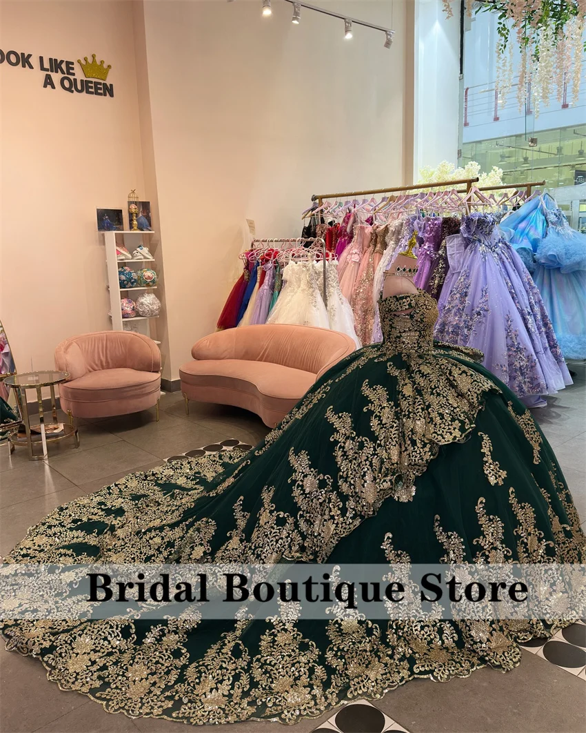 Блестящее зеленое платье quinceanera sweet 16 - Фотография_2