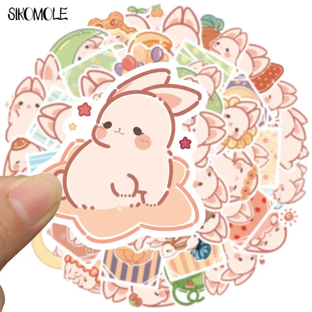 Милые розовые наклейки с изображением кролика - Фотография_4