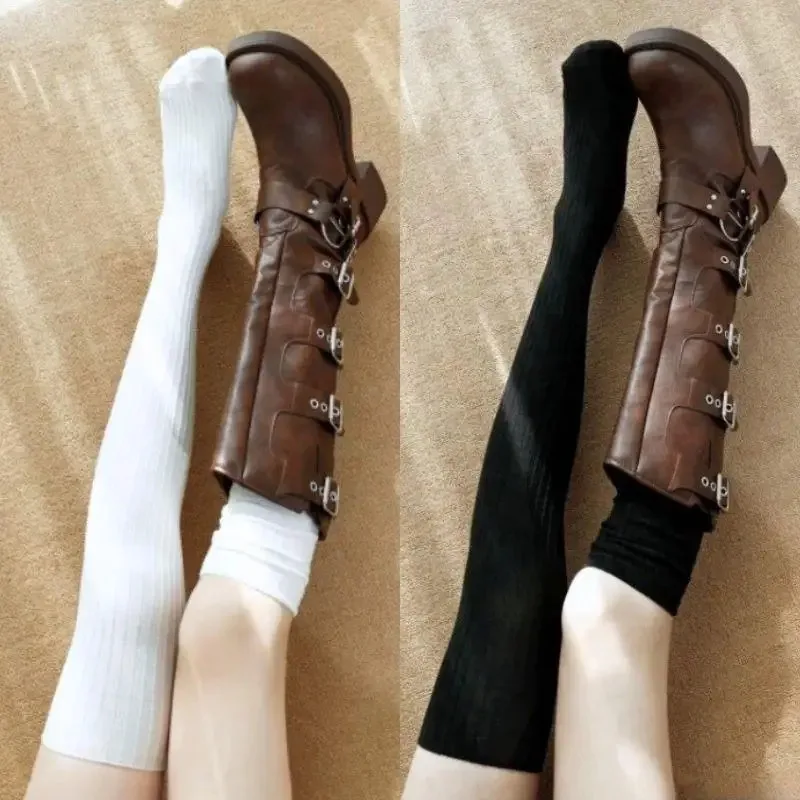 Женские гольфы, полосатые носки-сапоги - Фотография_6