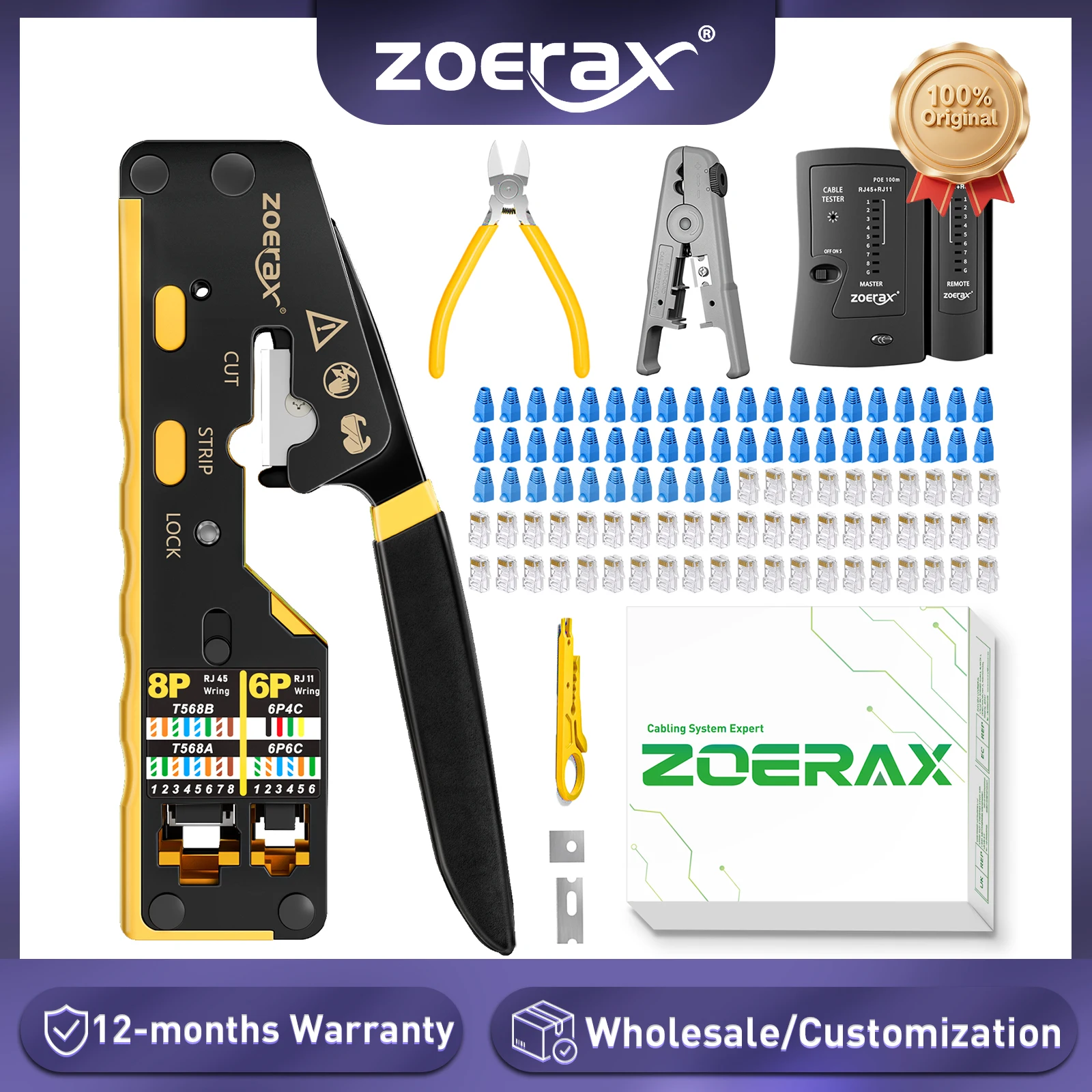 Набор сетевых инструментов zoerax rj45 cat6 cat5e