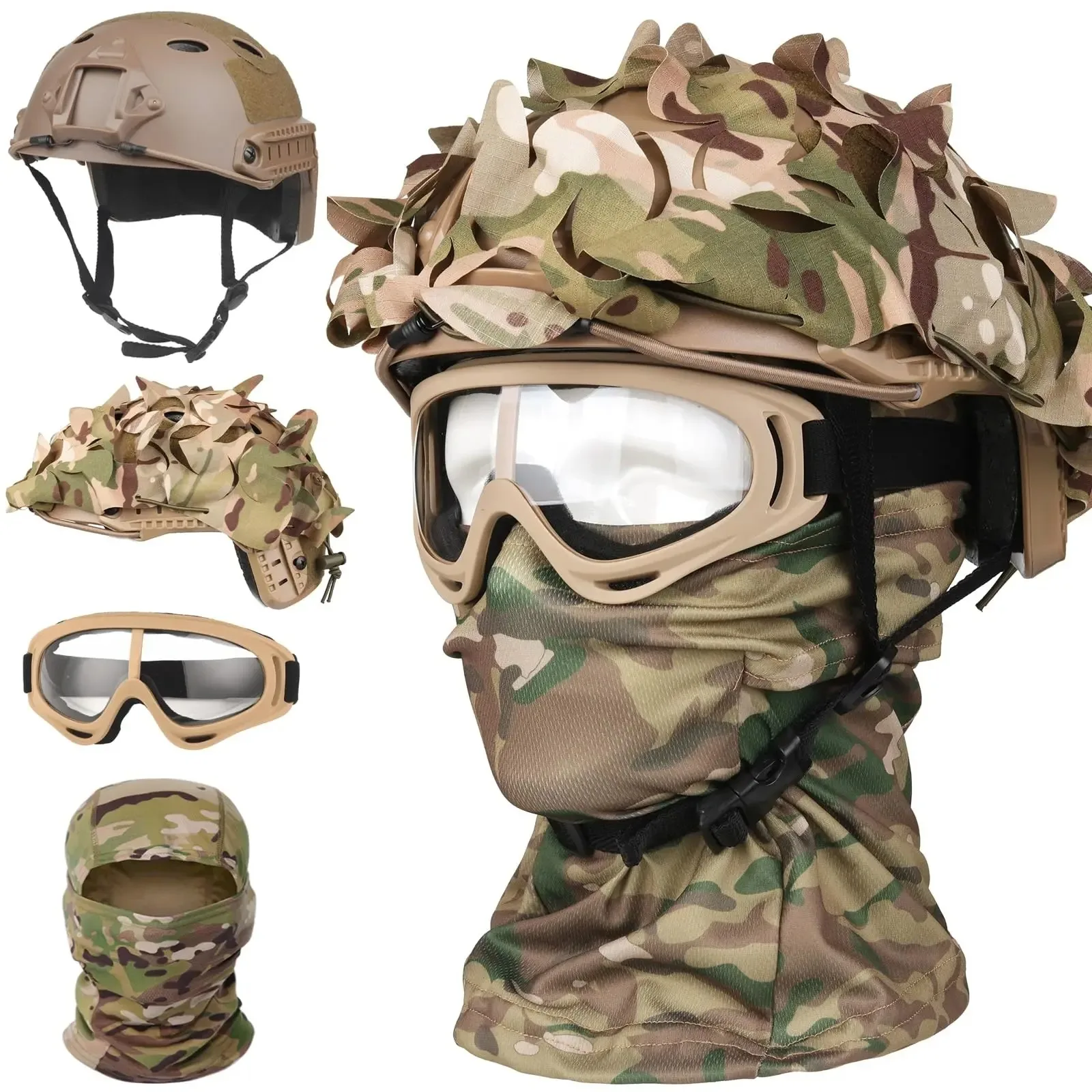 Набор страйкбольных шлемов с камуфляжным чехлом - Фотография_6