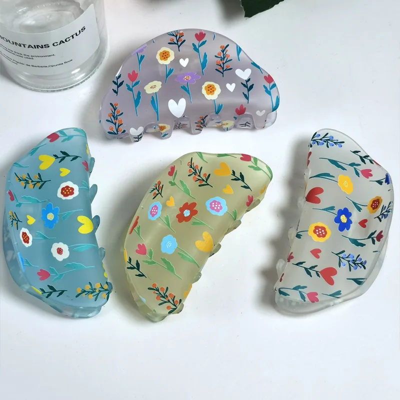 Милые мультяшные зажимы для волос с матовым цветком - Фотография_2