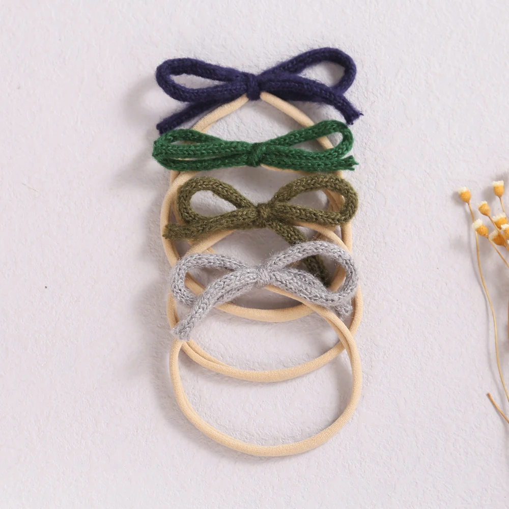 Модная шерстяная повязка на голову с бантом для маленьких девочек - Фотография_2