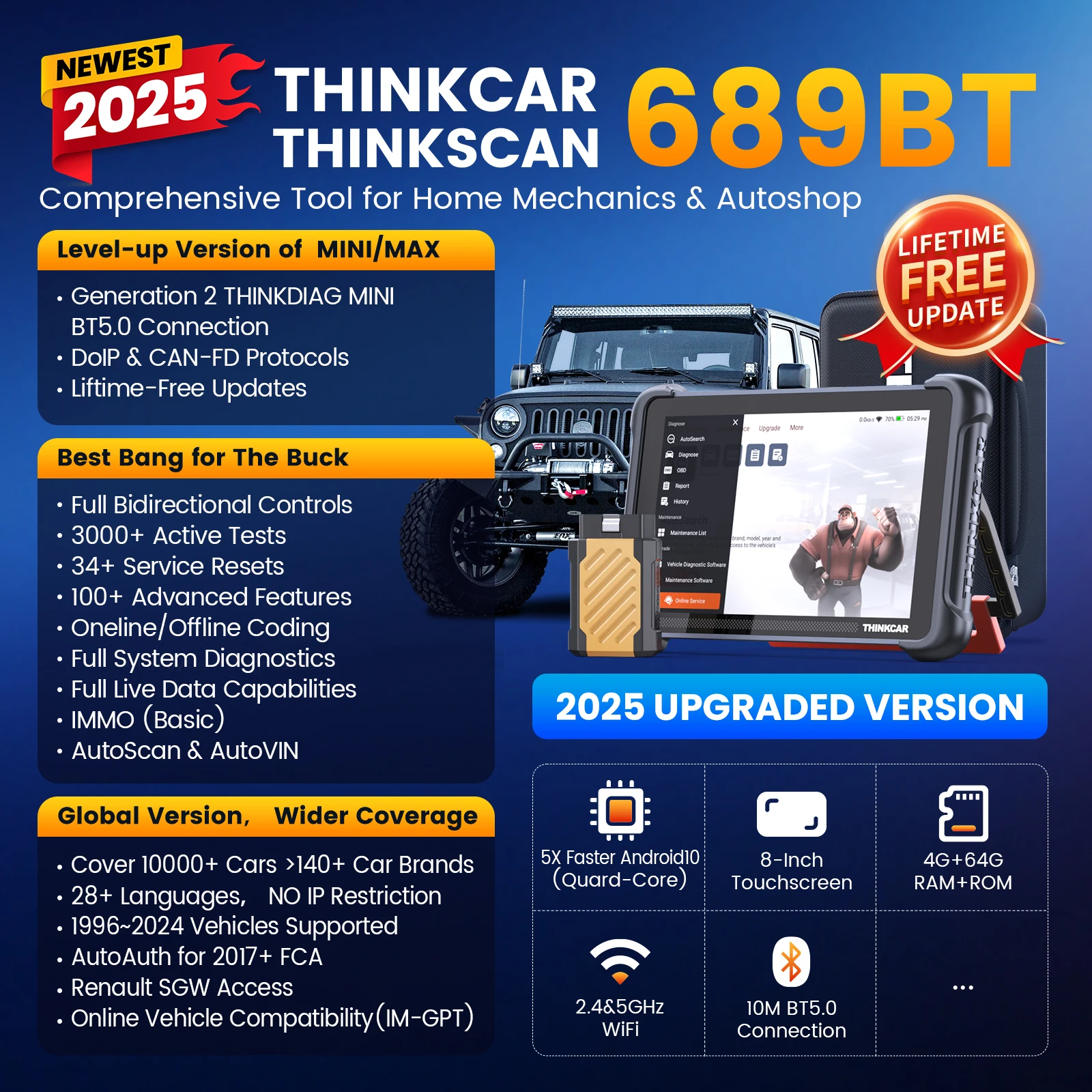 Thinkcar thinkscan 689bt автомобильный - Фотография_2