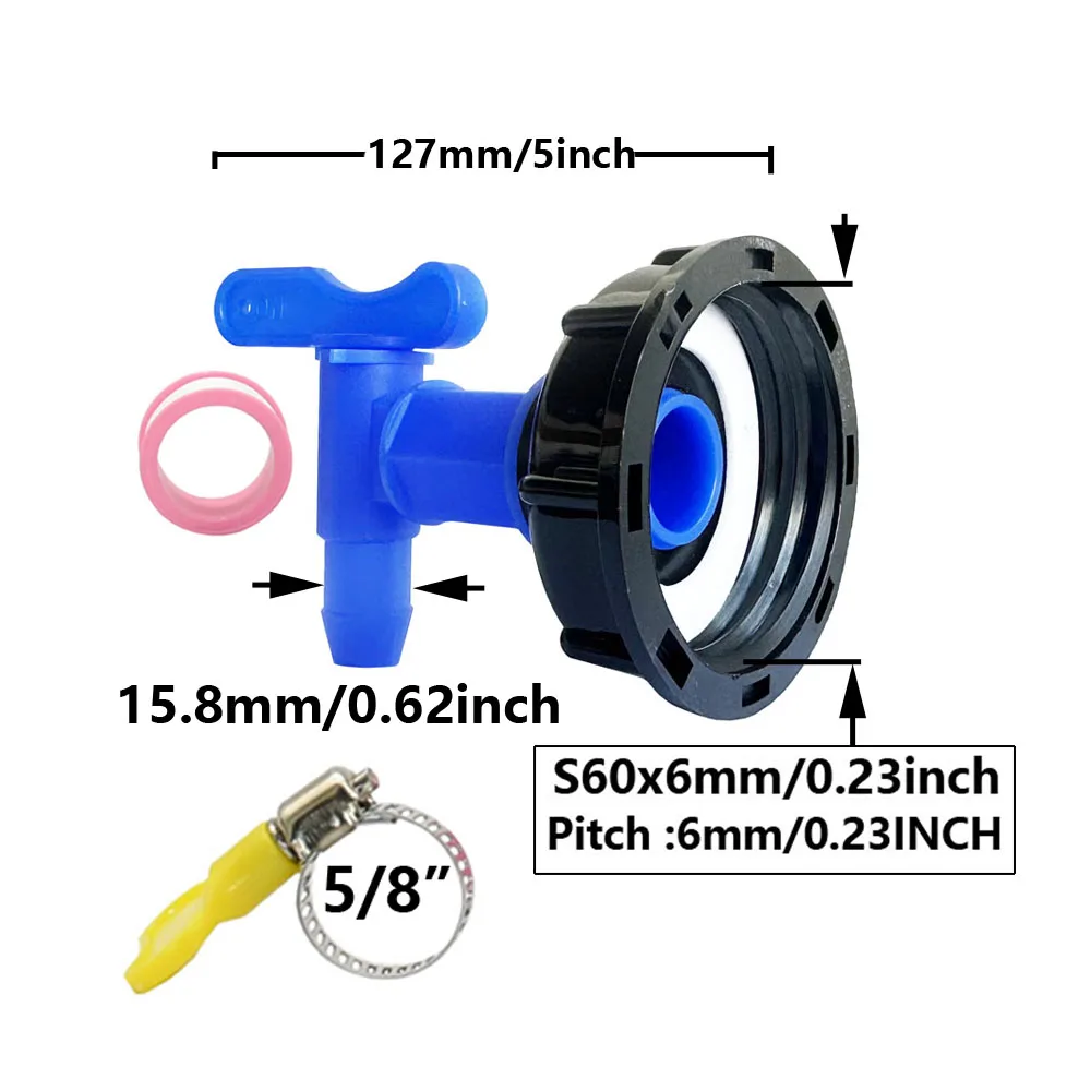 Адаптер крана резервуара ibc 3/4 дюйма с грубой резьбой s60 до 5/8 дюйма - Фотография_4