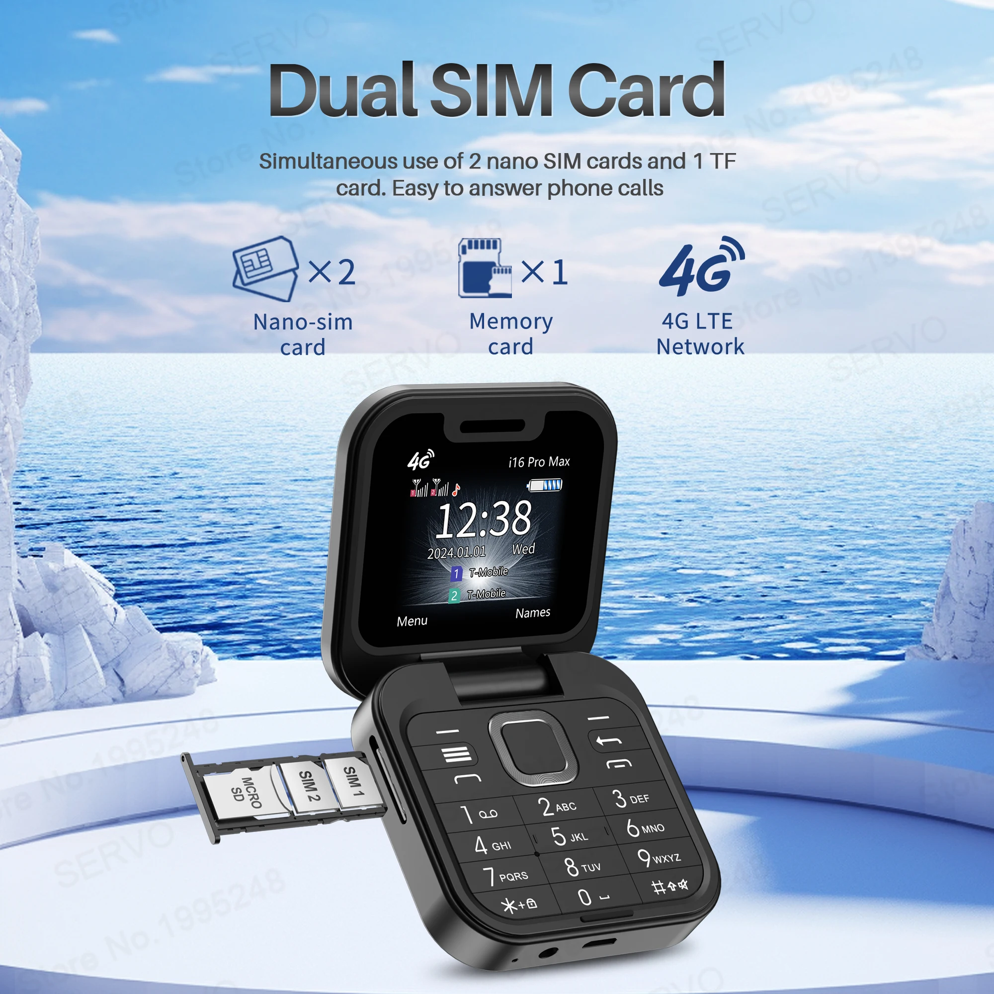 Новый мини-складной мобильный телефон servo i16 pro 4g lte - Фотография_2