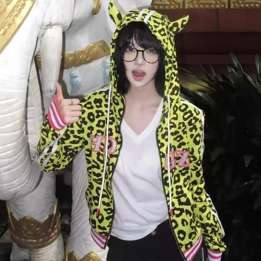 Толстовка на молнии с леопардовым принтом harajuku - Фотография_6