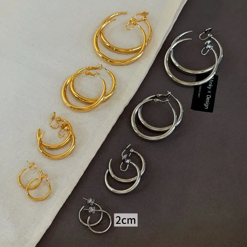 Новые винтажные серьги-кольца из сплава с позолоченным покрытием - Фотография_4