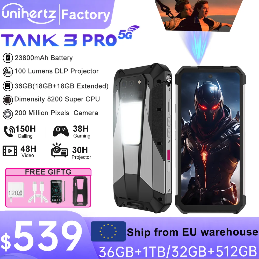 Unihertz tank 3 pro 8849 проектор смартфон android 14 5g телефон