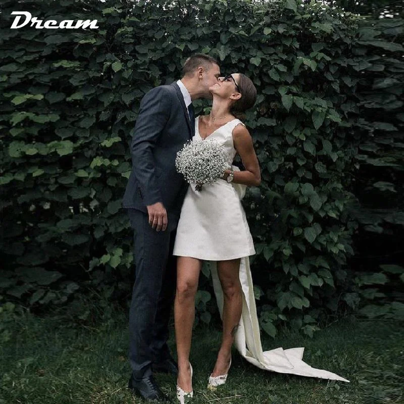 Dream короткое мини-атласное свадебное
