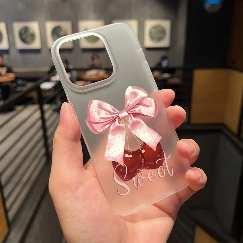 Cute cherry bowknot clear phone - Фотография_4