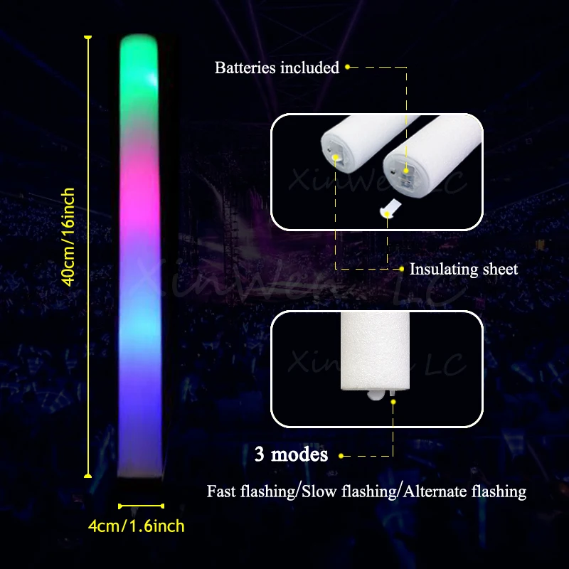 Rgb светодиодные светящиеся пенопластовые палочки оптом - Фотография_4