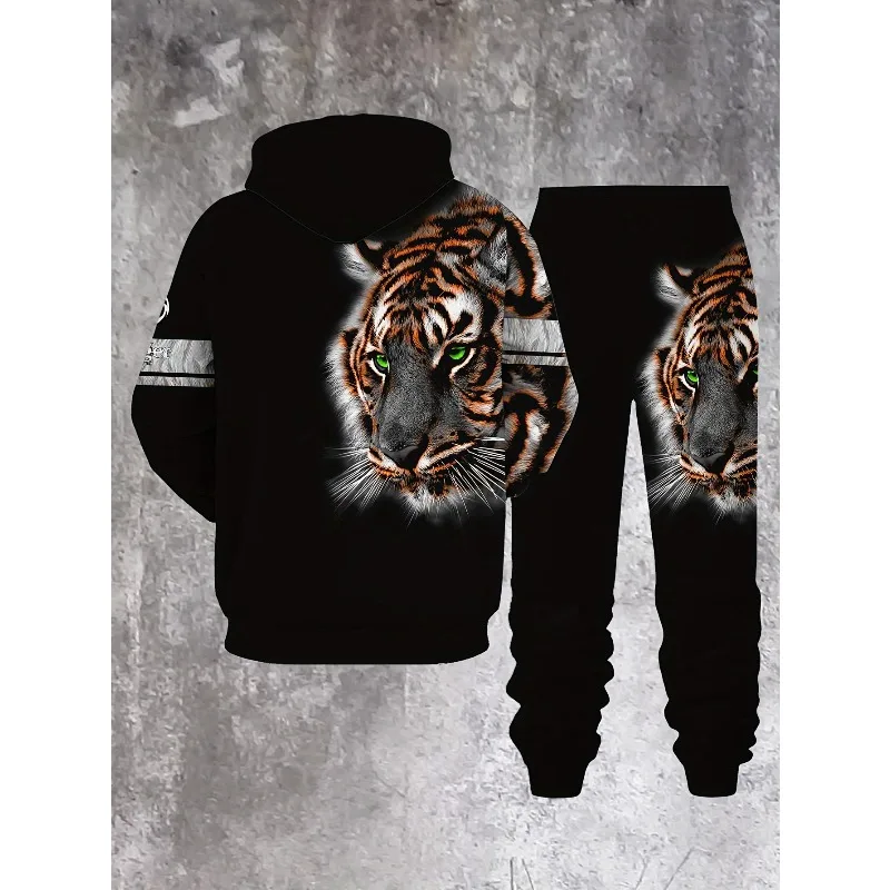 Комплект с капюшоном с 3d-принтом и мужским принтом белого тигра - Фотография_6