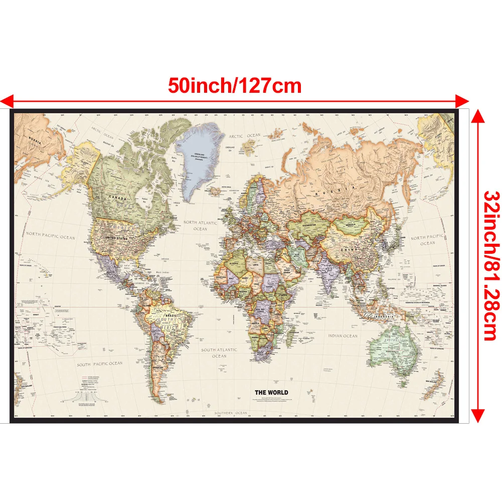 Дюйма винтажный постер с картой мира - Фотография_3