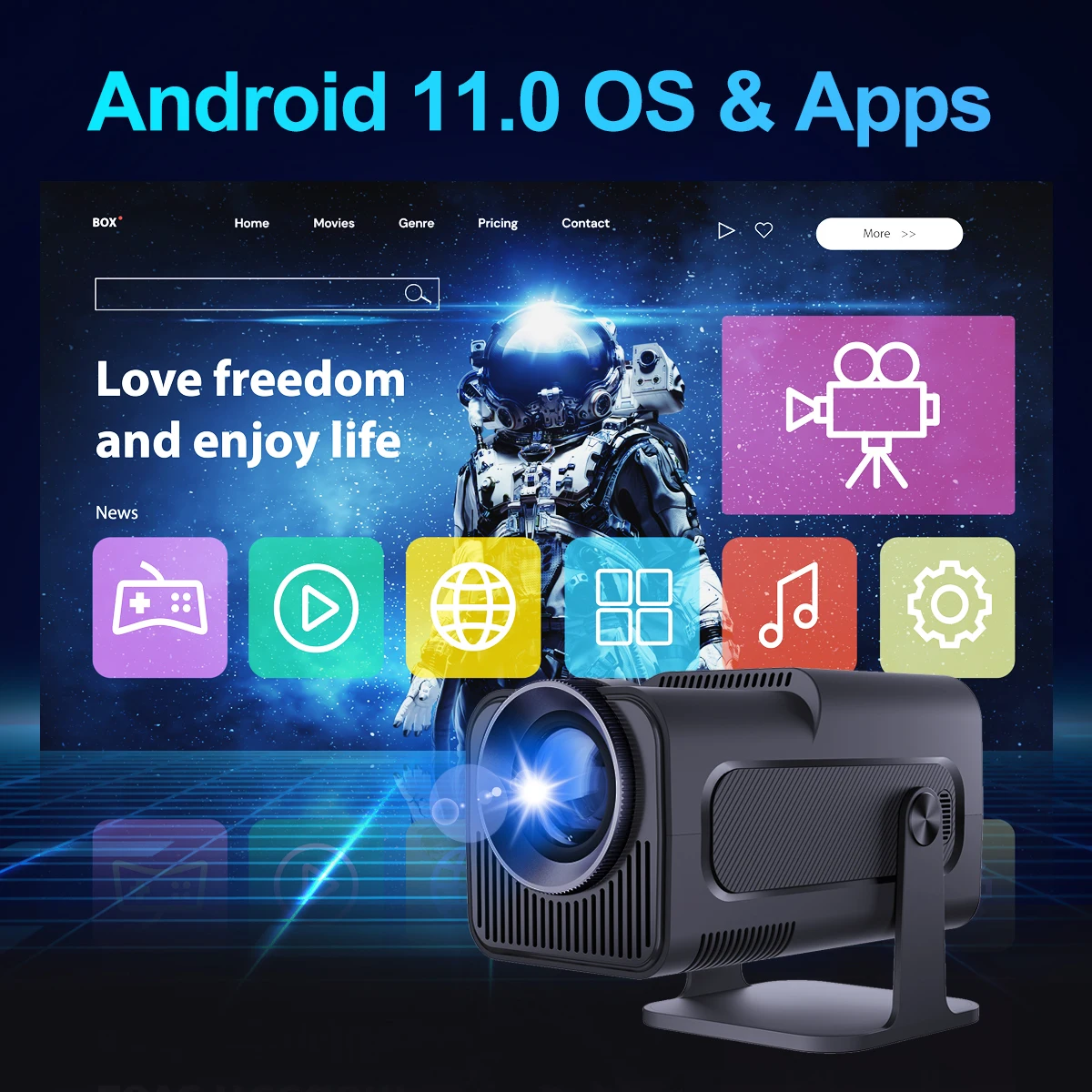 Умный проектор hy320 mini с двойным wi-fi 6 allwinner h713 cortex-a53 bt5 - Фотография_5