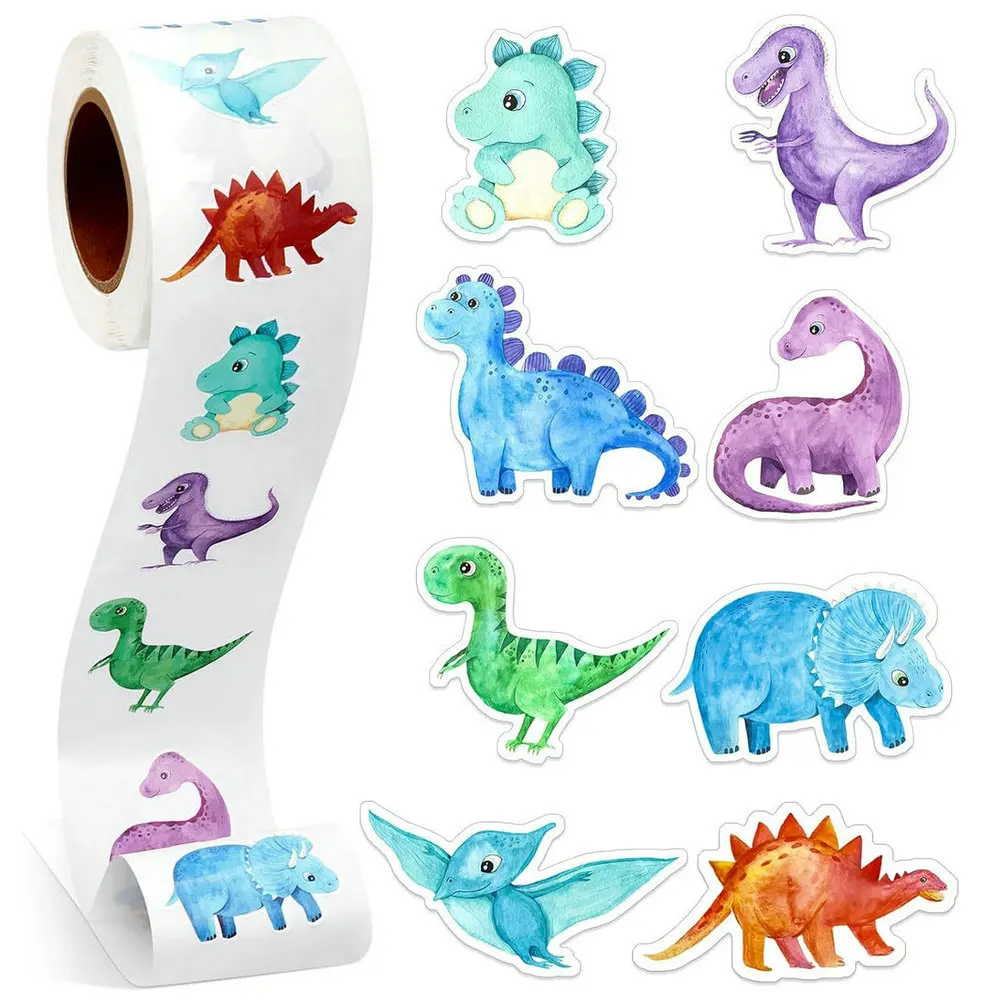 Новые милые круглые наклейки с изображением динозавра - Фотография_2