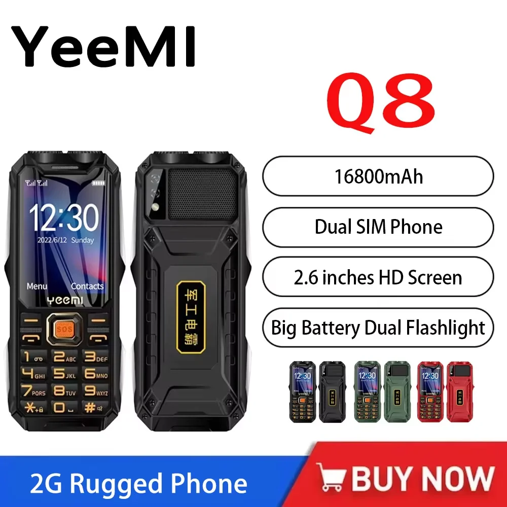 Yeemi q8 gsm 2g прочный смартфон большая батарея двойной фонарик 2