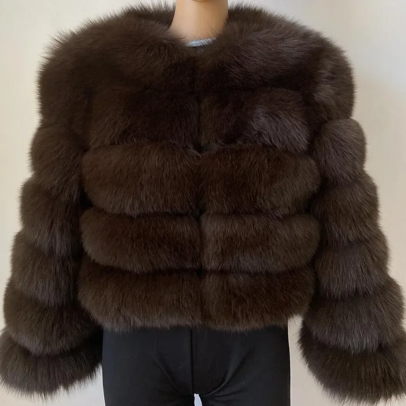 Women faux fur fox coats thick - Фотография_2