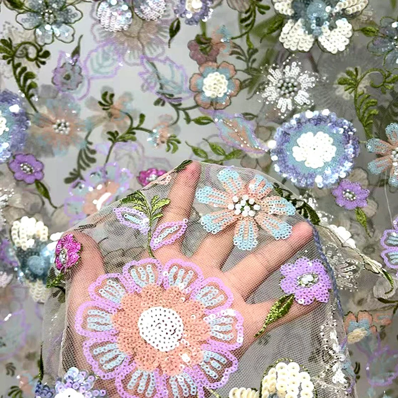 1 ярд цветок вышивка бисером кружевная - Фотография_3