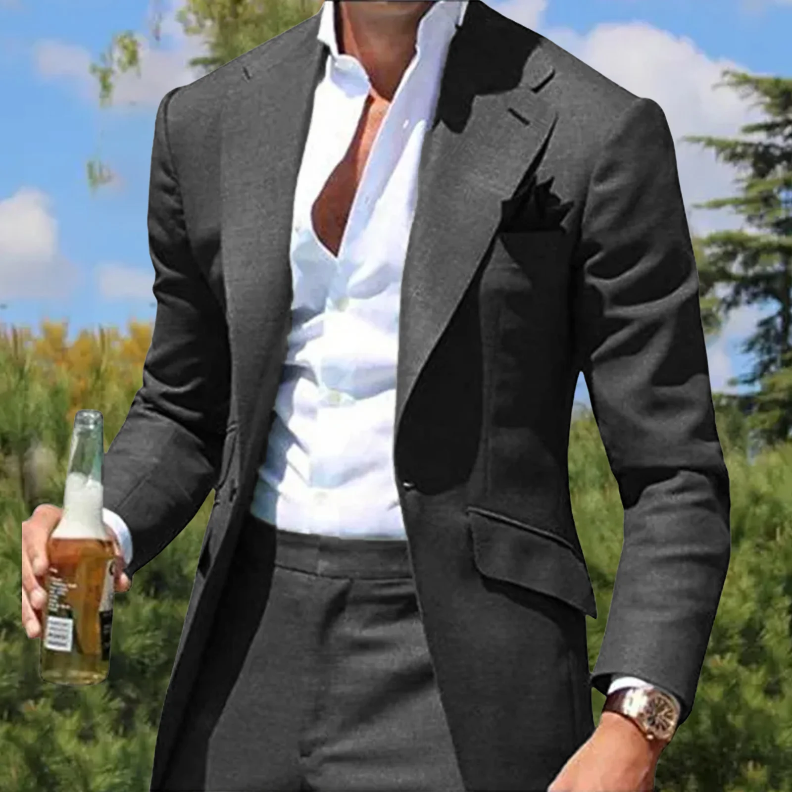 Повседневный весенне-осенний мужской комплект из двух предметов