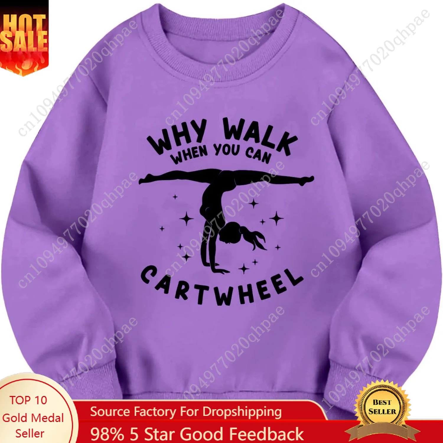 Милый графический свитшот с круглым вырезом для девочек