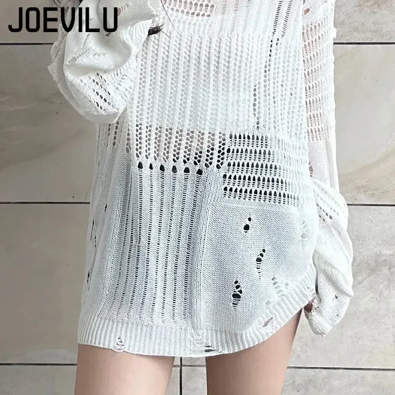 Joevilu полая вязаная блузка - Фотография_5