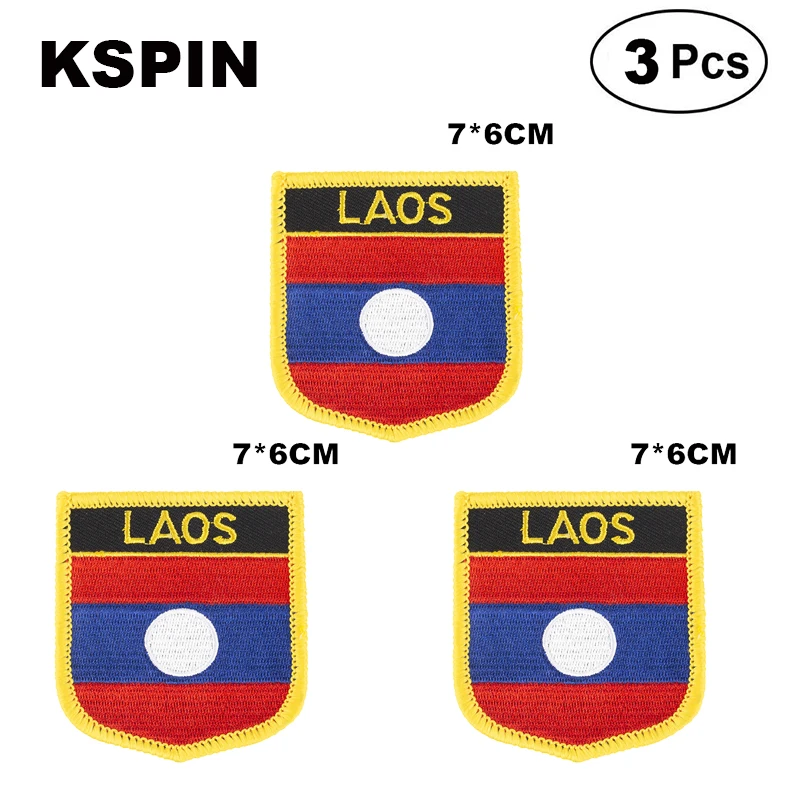 Лаос shiled shape flag patches