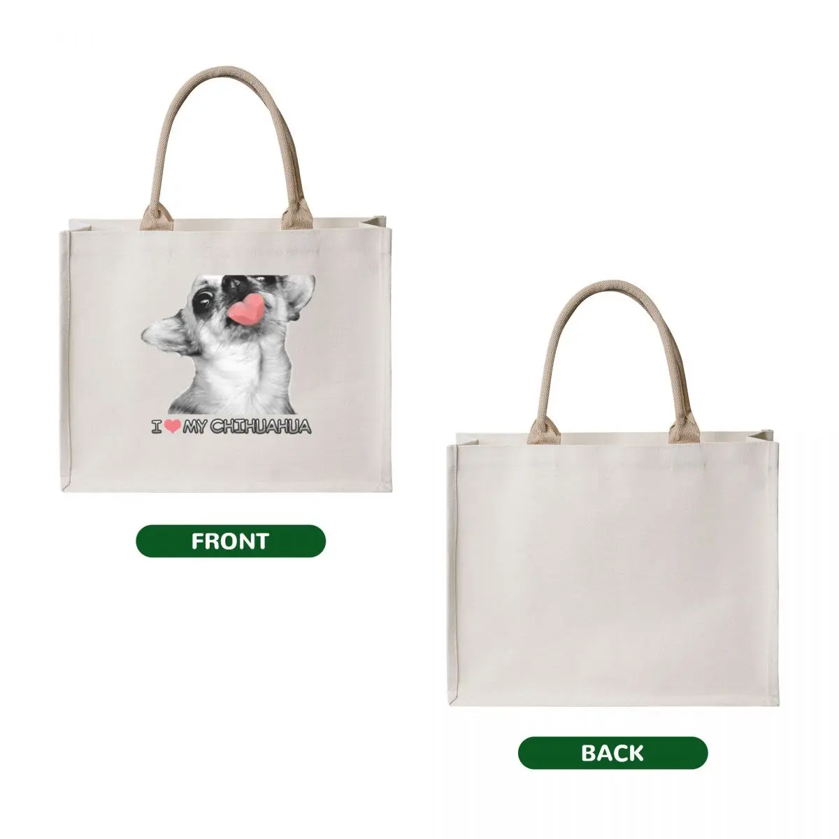 I love my chihuahua tote bag sacs - Фотография_2