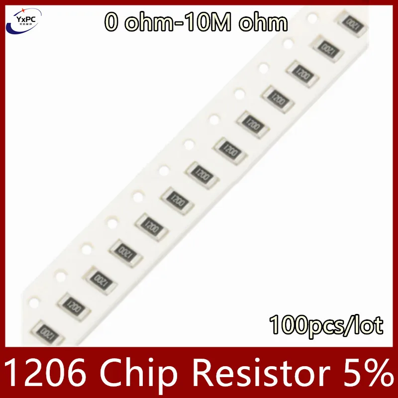 1206 smd резистор 0r ~ 10m 1/4w 0 1 10 5% 100 150 220 ом 1k 330 k 10k 2