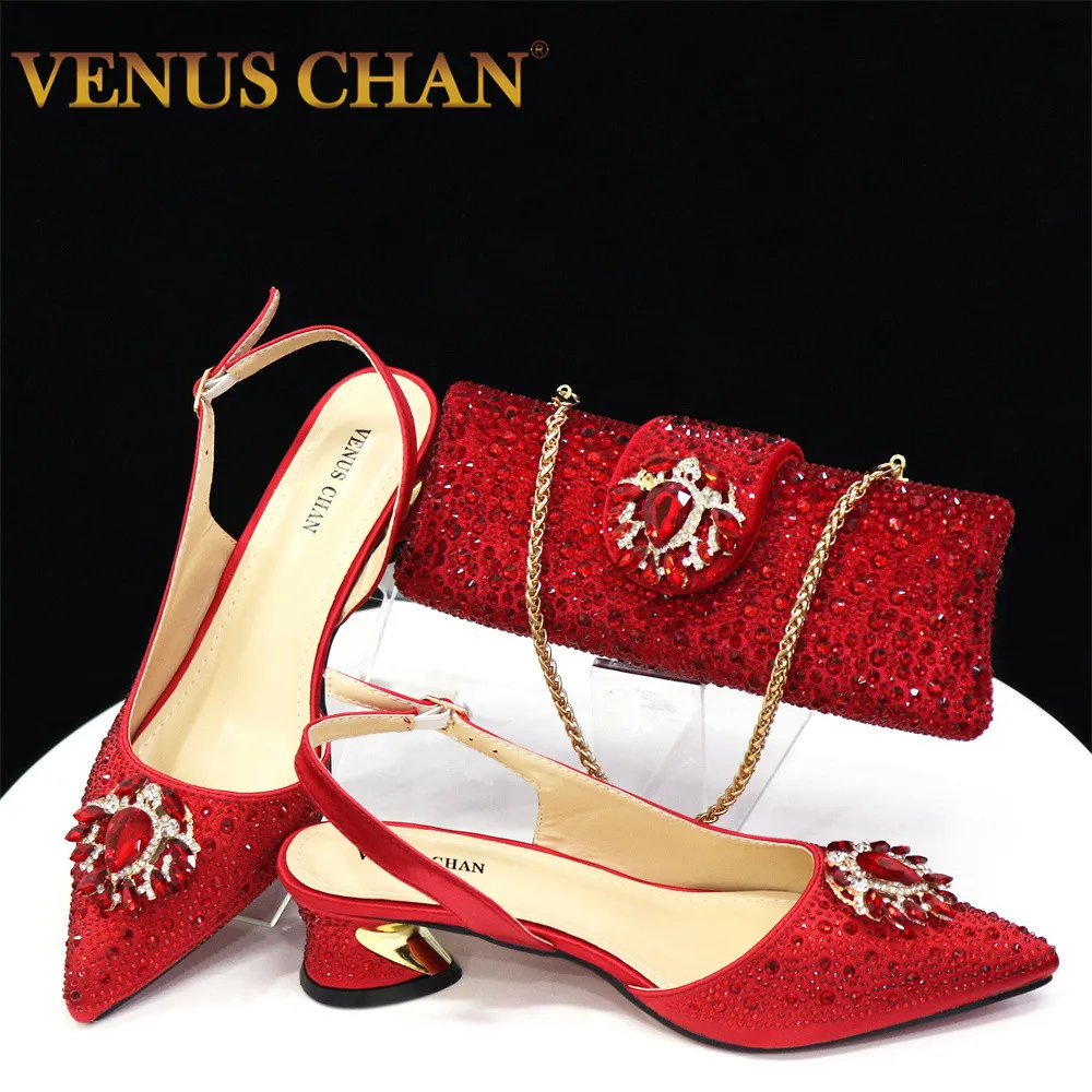 Venus chan, новая модная женская обувь красного цвета с острым верхом