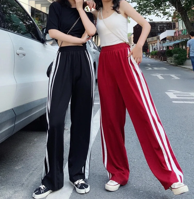 Женские повседневные свободные брюки в полоску сбоку - Фотография_4